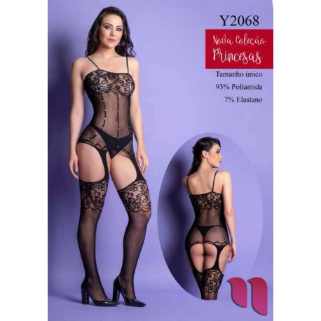 MACACÃO SENSUAL ESTILO CINTA LIGA - YAFFA LINGERIE