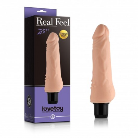 Pênis Realístico com Saliências Massageadoras e Vibração Multivelocidade - LOVETOY REAL FEEL 4 - VipMix