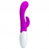 Vibrador em silicone ponto G com estimulador clitoriano, possui 7 modos de vibração.