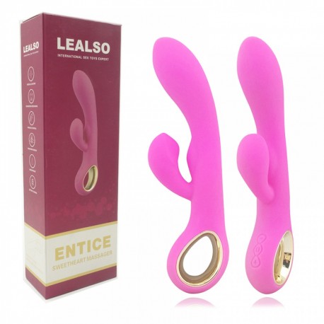 Vibrador de Luxo Recarregável com Detalhes em Metal e Estimulador - LEALSO - Importado