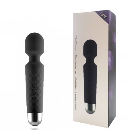 Massageador Recarregável Corporal com Detalhes Metálicos e 20 Modos de Vibração – Importado