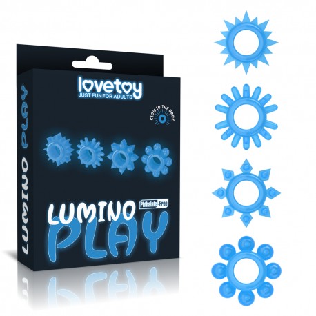 Anel peniano kit com 4 - Lumino Play Penis Ring - lovetoy - Importado
