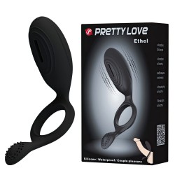 Anel peniano em silicone com estimulador clitoriano vibratório - Importado